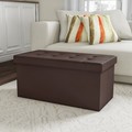 Hastings Home Folding Storage Bench Ottoman 30" Faux Black Leather Foam Padded Lid, Removable Bin for Home 740426PNV
